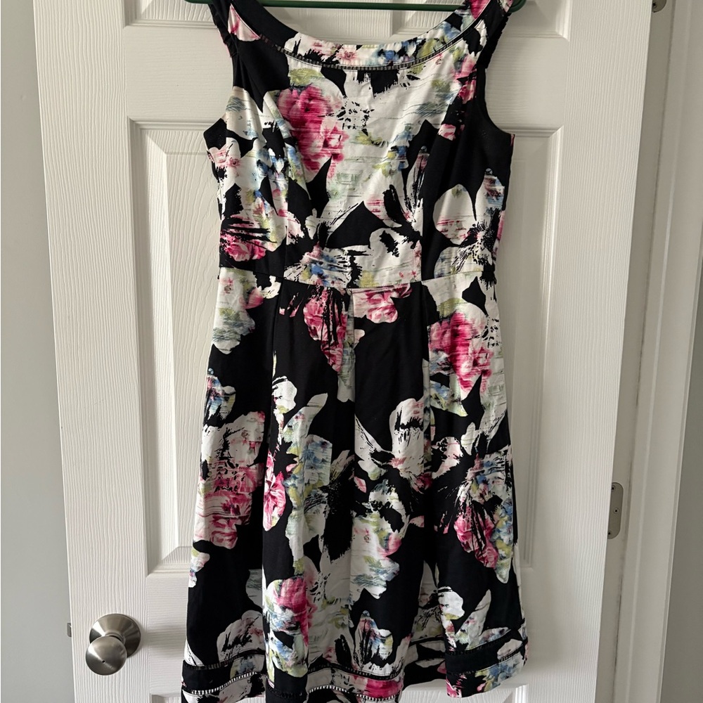 Floral Black and Pink Women's Dress